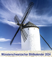 Title page of calendar: white windmill against blue sky.